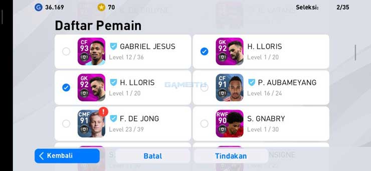 Daftar Pemain