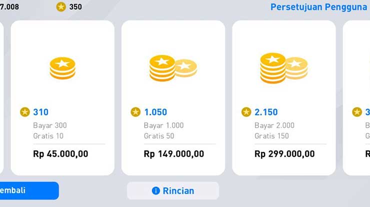 Harga Paket Koin MyClub PES 2020 Mobile