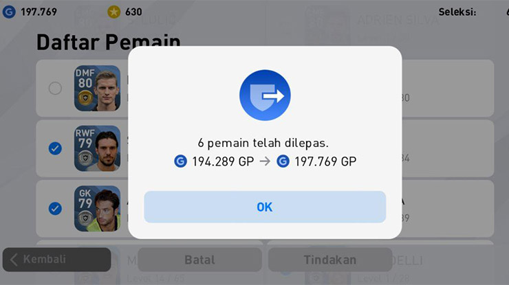 Selesai maka secara otomatis GP akun Pes Kamu akan bertambah