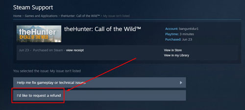 7. Kemudian sobat pilih Id Like to Request a Refund