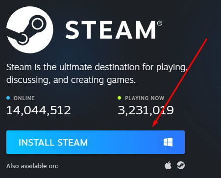 Nantinya sobat akan diarahkan ke halaman download aplikasi Steam disini sobat klik Install Steam lagi