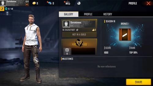 3. Lihat Menu Informasi Profil Free Fire