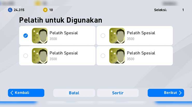 Cara Menggunakan Pelatih di PES 2020 Mobile