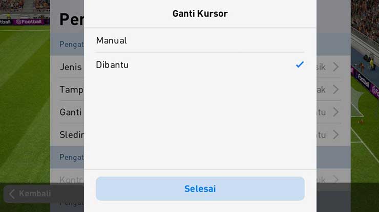 Lalu ubah settingan Ganti Kursor menjadi Dibantu