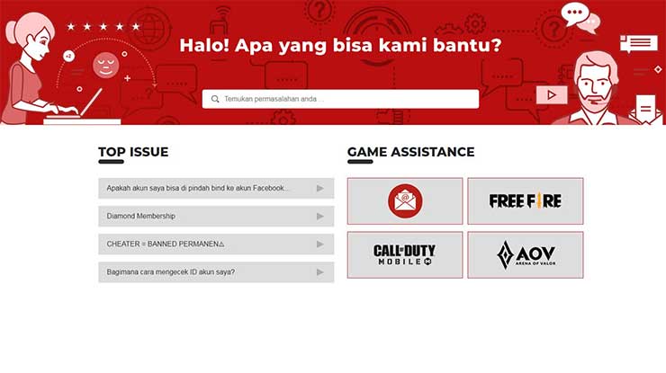 Buka situs Garena Support.