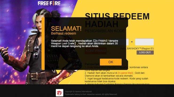 Cara Klaim Hadiah Gratis di Free Fire