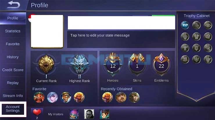 Pilih Account Settings