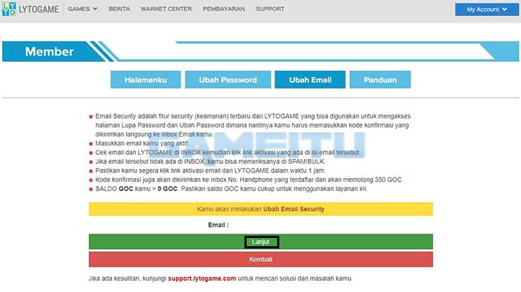 Klik Lanjut