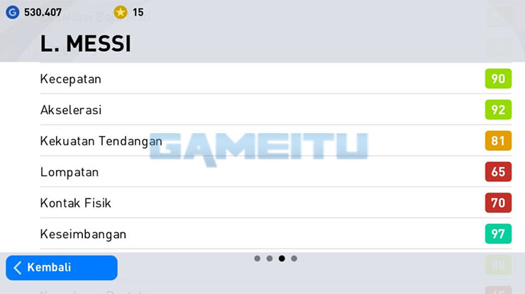 Buka Data Statistik Iconic L MESSI PES Mobile 2021