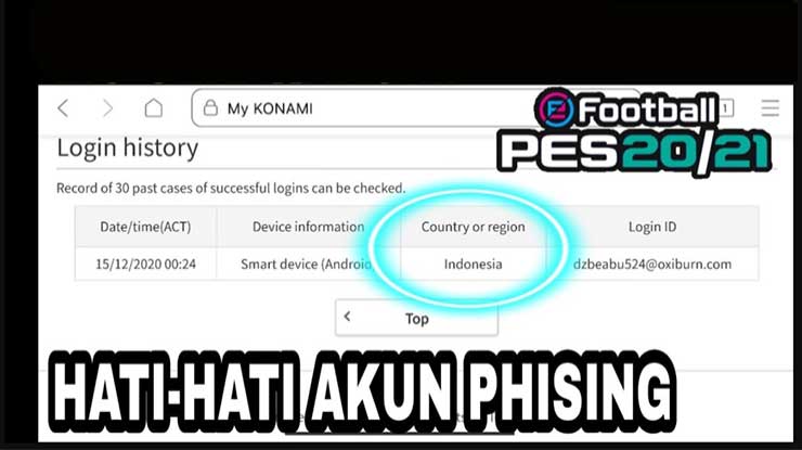 Alasan Ganti Email PES 2021 Mobile