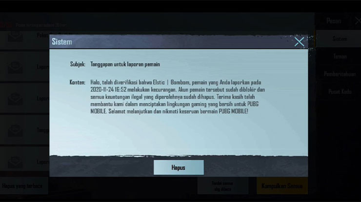 Cara Melaporkan Teman Cheater di PUBG Mobile