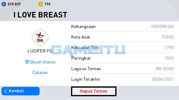 Ketuk Hapus Pertemanan