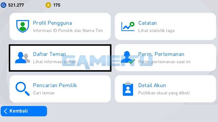 Pilih Daftar Teman