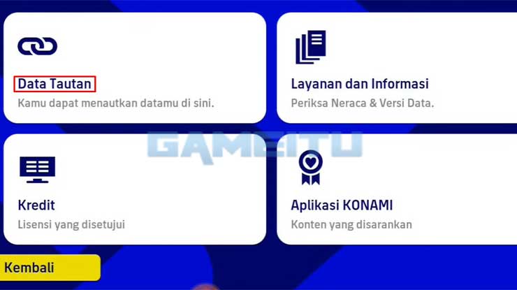 Pilih Menu Data Tautan