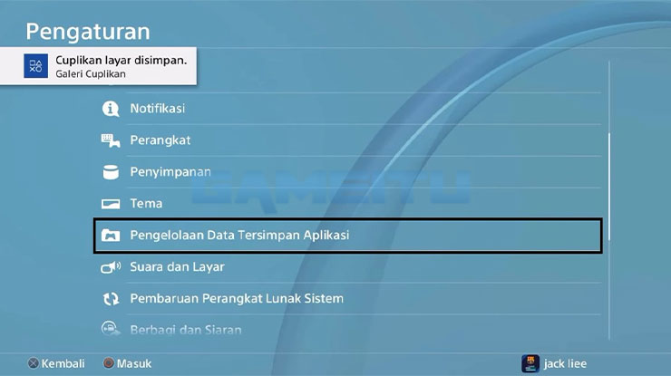 Pilih Pengelolaan Data Tersimpan Aplikasi