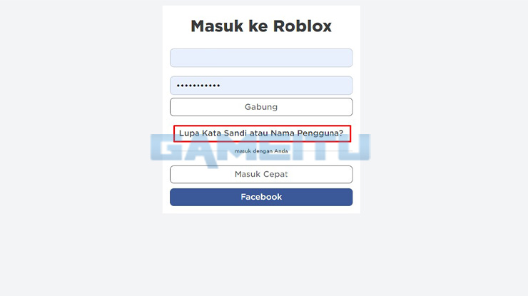 Klik Lupa Kata Sandi