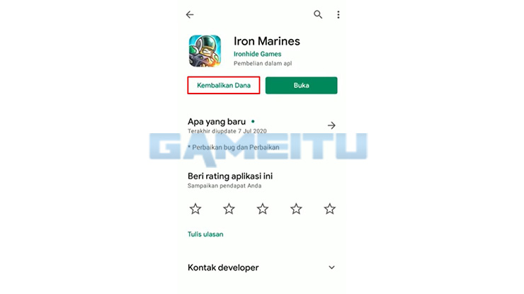 Pilih Menu Kembalikan Dana