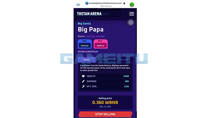 Berhasil Menjual Hero di Marketplace Thetan Arena