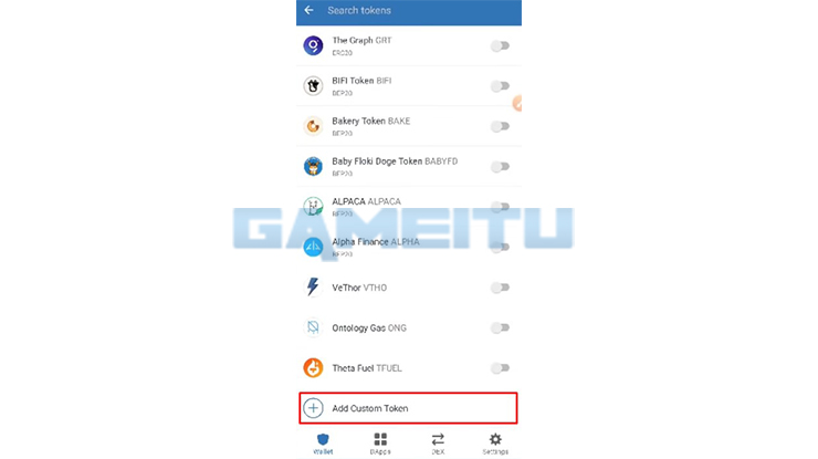 Pilih Add Custom Token