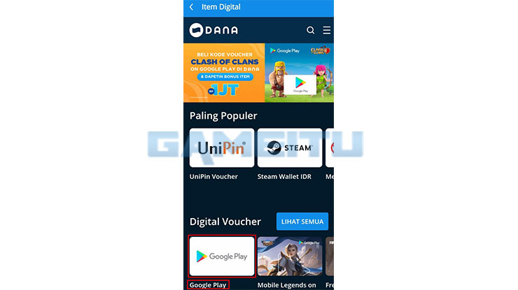 Klik Item Google Play
