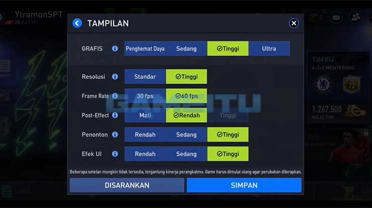 Mengatur Settingan Grafik FIFA Mobile