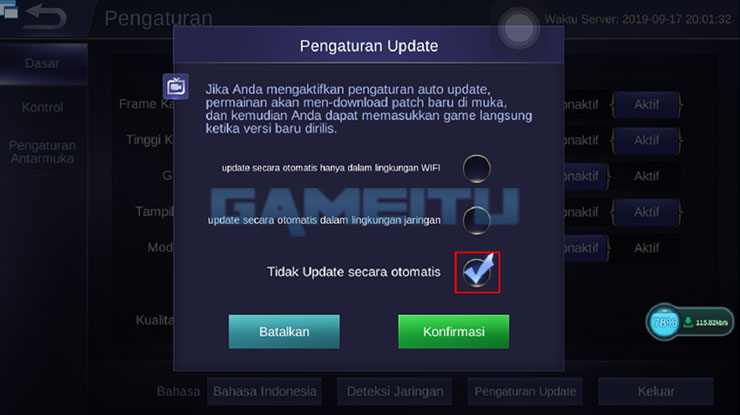 Centang Tidak Update Secara Otomatis