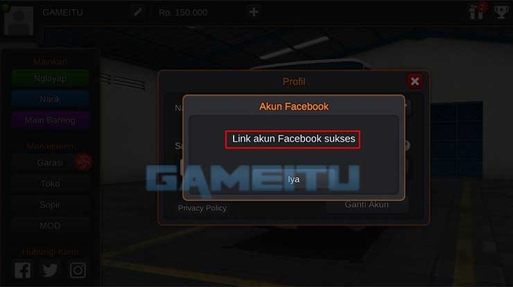 Berhasil Menghubungkan Akun ke Facebook
