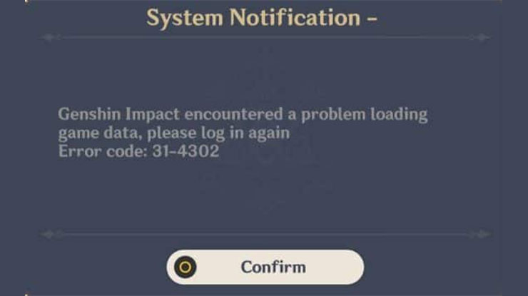 Penyebab Genshin Impact Error Code 31 4302
