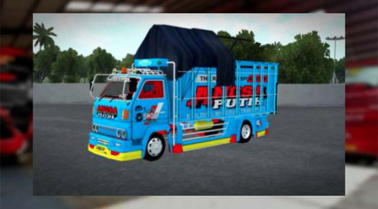 Truk Canter Angsa Putih Terpal Setengah