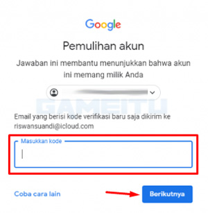 5. masukkan kode verifikasi