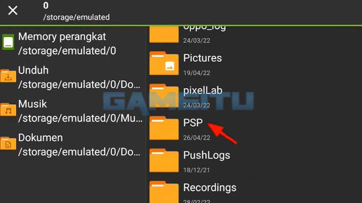 Buka Folder PSP