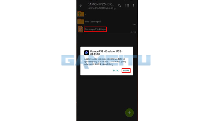 Install APK Damon PS2