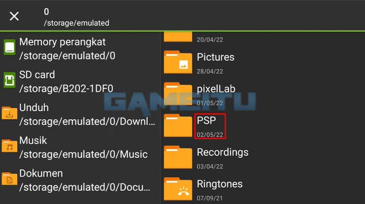 Pergi ke Folder PSP 1