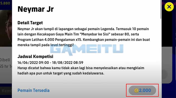 Tap Ikon Koin eFootball Untuk Beli Paket Neymar Jr