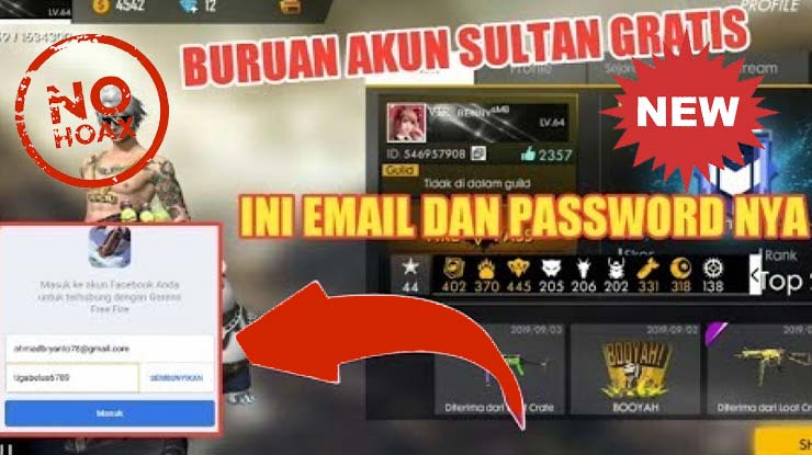 Akun FF Sultan Gratis yang Masih Aktif Asli No tipu No Hoax