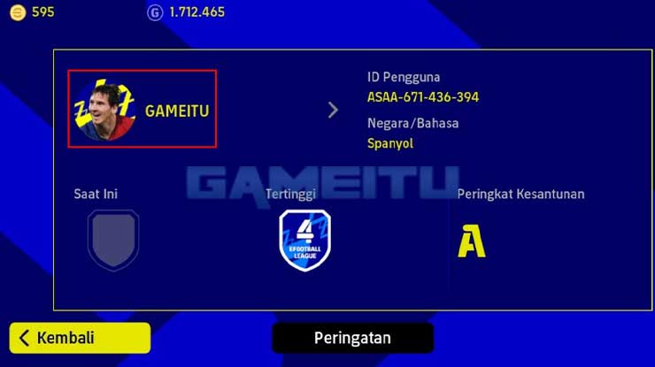 Berhasil Menambahkan Foto Profil eFootball Mobile