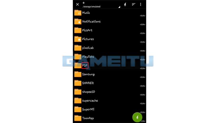Masuk Folder PSP GAME