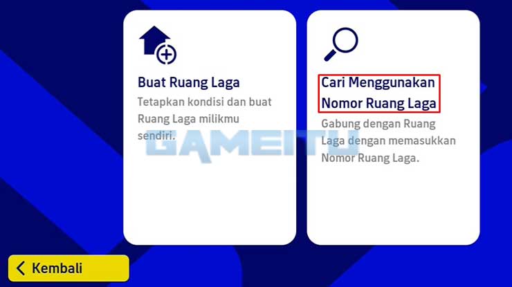 Pilih Cari Menggunakan Nomor Ruang Laga