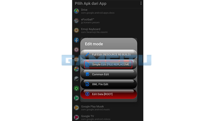 Pilih Simple Edit