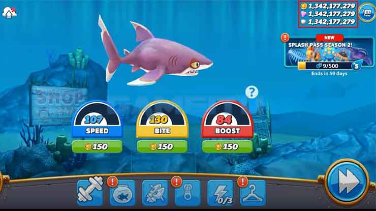 Berhasil Pasang Cheat Hungry Shark