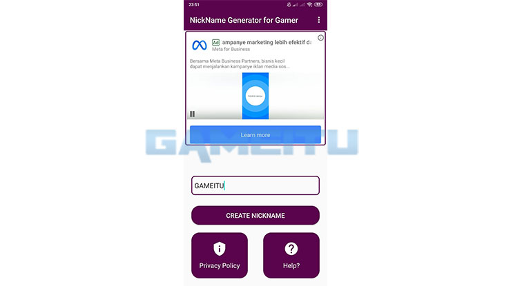 Buka Aplikasi Nickname Game Generator Terbaik