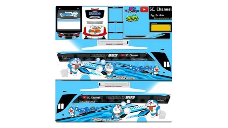 Livery Bus Doraemon PNG 4