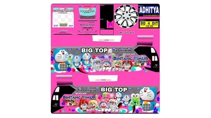 Livery Bus Doraemon Zombie Pink Warna Lain 2