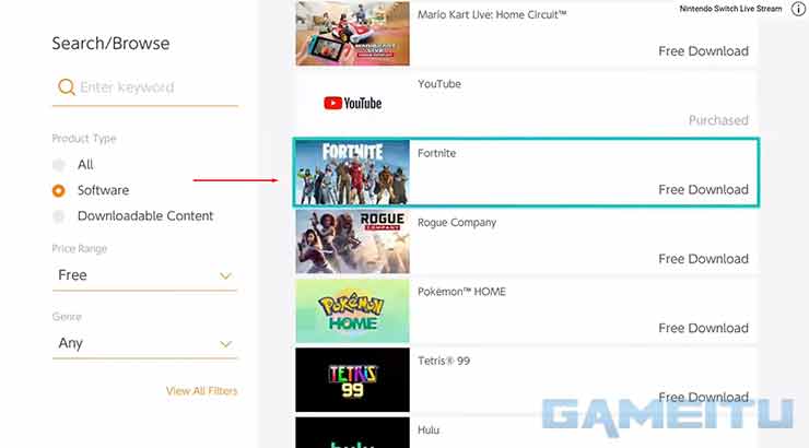 Cari dan Pilih Game Gratis di Nintendo Switch