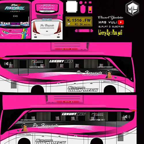 Livery BUSSID PO Haryanto HD Pinky Boy