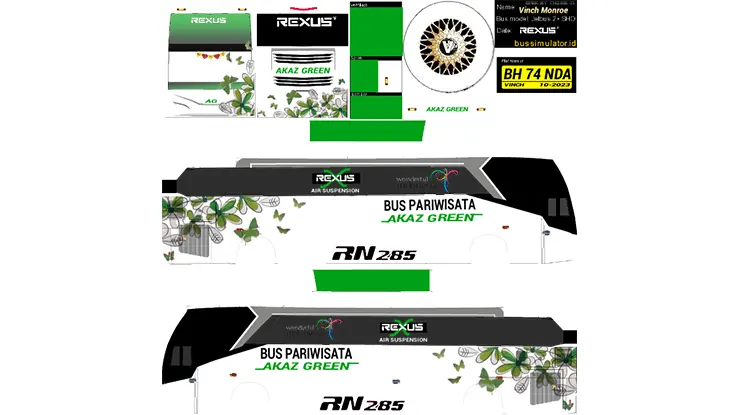 Livery Bussid Sadewa SHD Pariwisata Standar Akaz Green