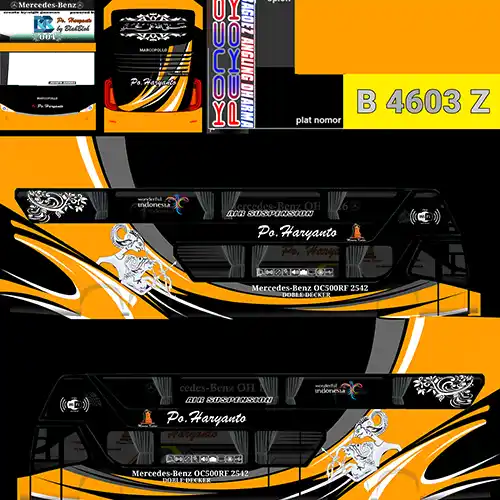 Livery PO Haryanto SDD Black Orange Wayang